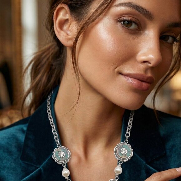 Turquoise Patina Shell Casing Necklace - Picture 3 of 4